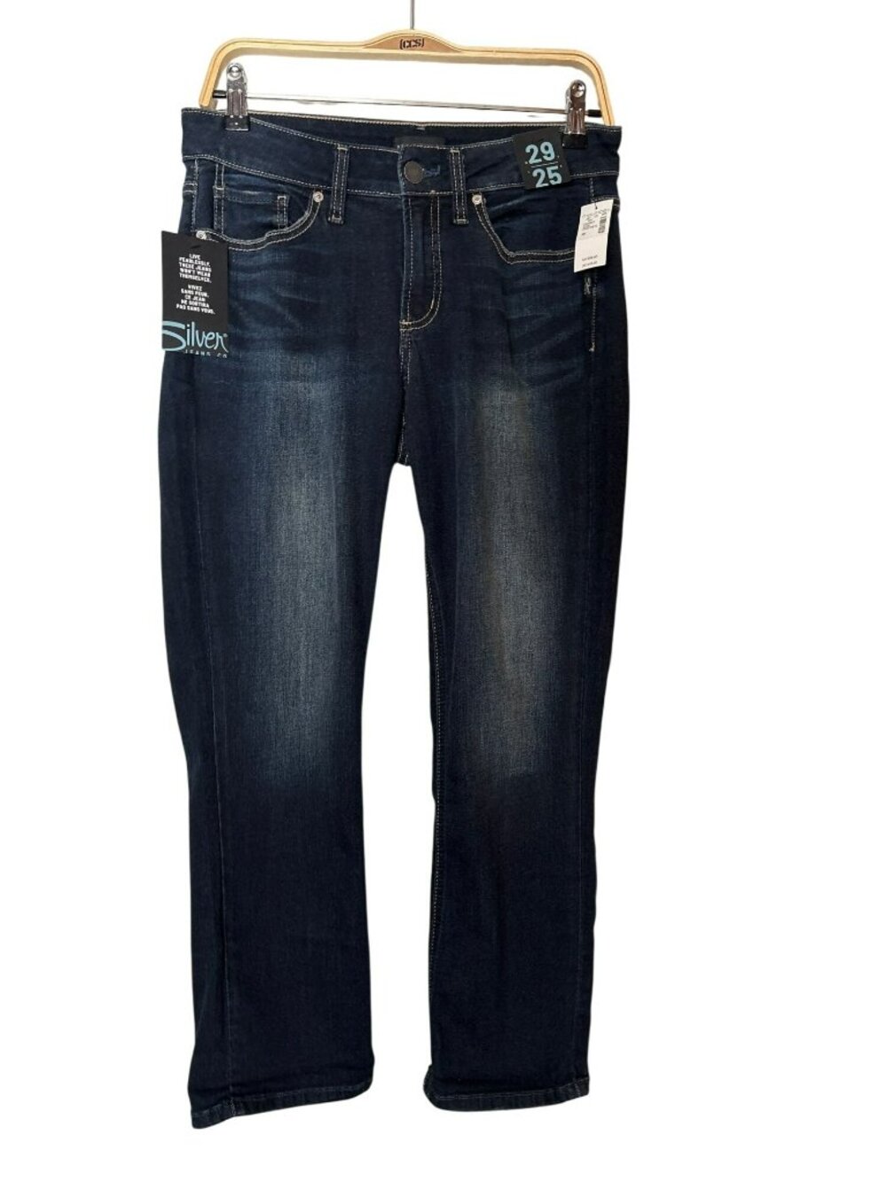 NWT Silver Jeans Suki Crop Mid Rise Dark Wash Jeans Size 29W 25L